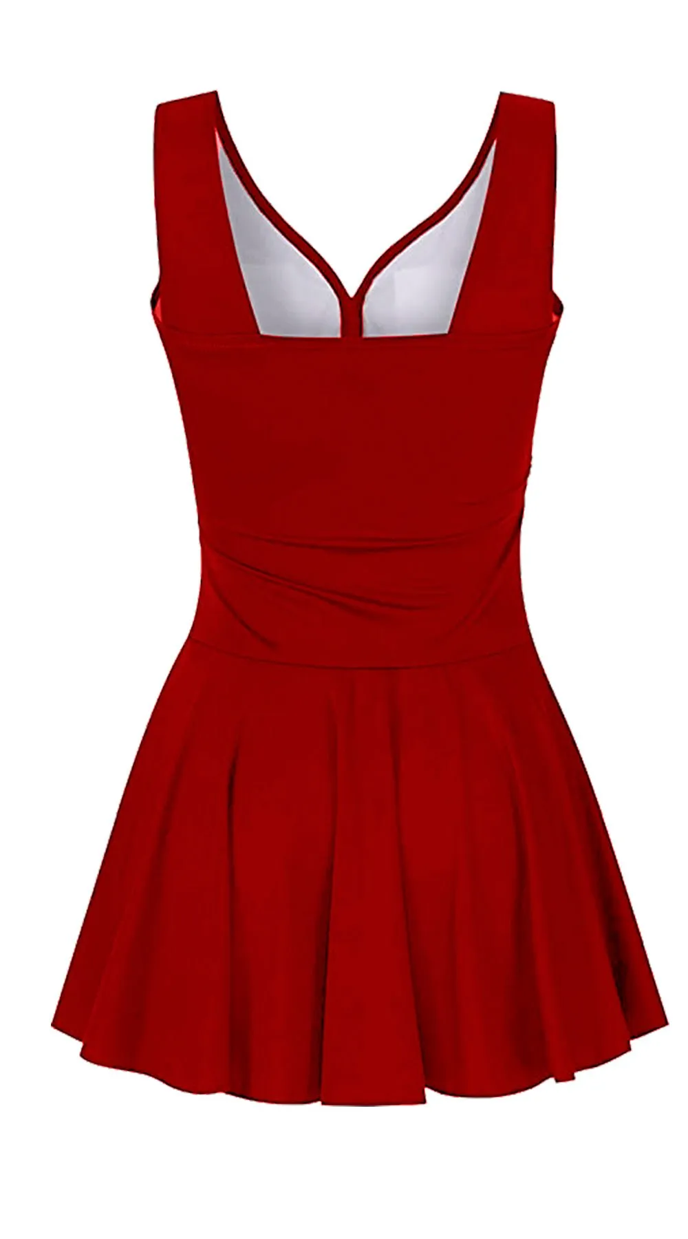 Essentials V Neck Swim Dress with Boy Shorts (Rust Red)