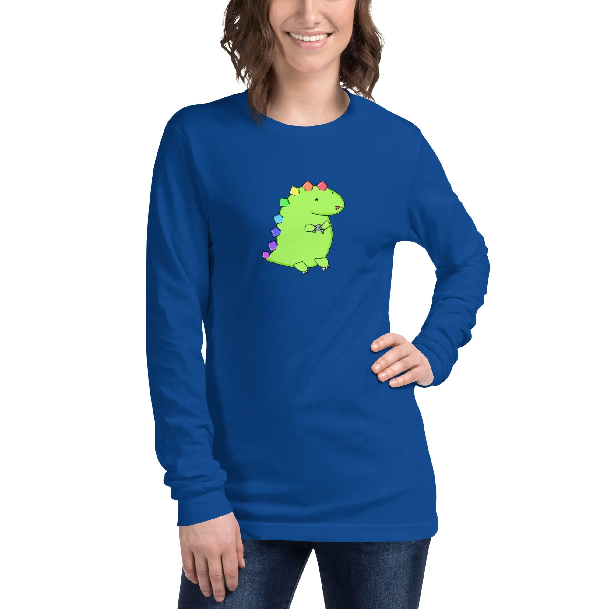 Gaming Dino - Long Sleeve Tee - LOTS OF COLORS!