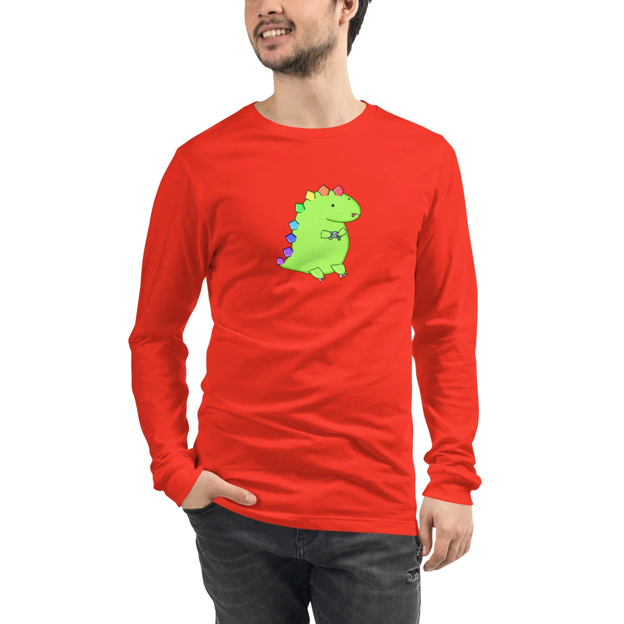 Gaming Dino - Long Sleeve Tee - LOTS OF COLORS!