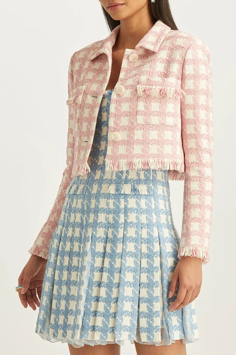 Gingham Tweed Cropped Jacket