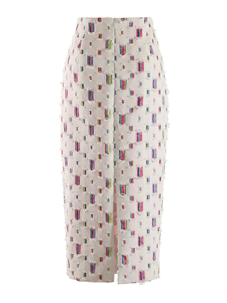 Hit Color Split Skirts For Women High Waist A Line Bodycon Patchwork Denim Summer Skirt Female Fashion Clothing