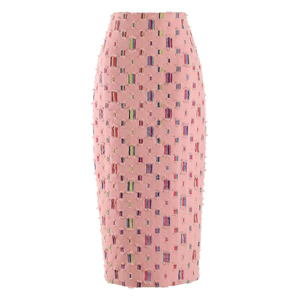 Hit Color Split Skirts For Women High Waist A Line Bodycon Patchwork Denim Summer Skirt Female Fashion Clothing