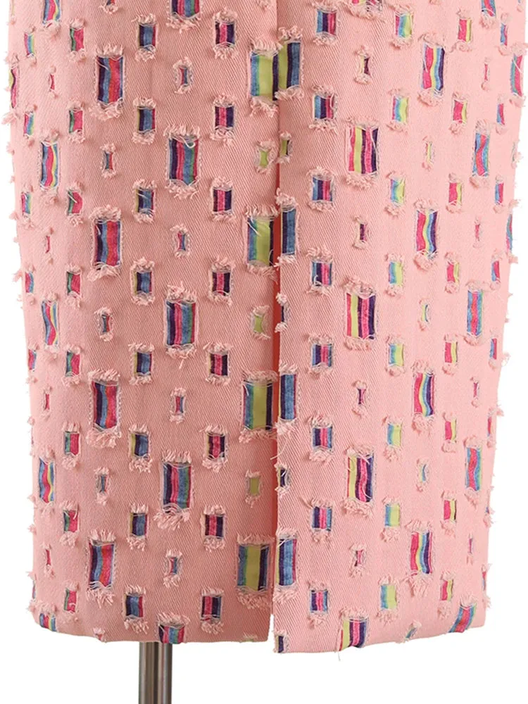 Hit Color Split Skirts For Women High Waist A Line Bodycon Patchwork Denim Summer Skirt Female Fashion Clothing