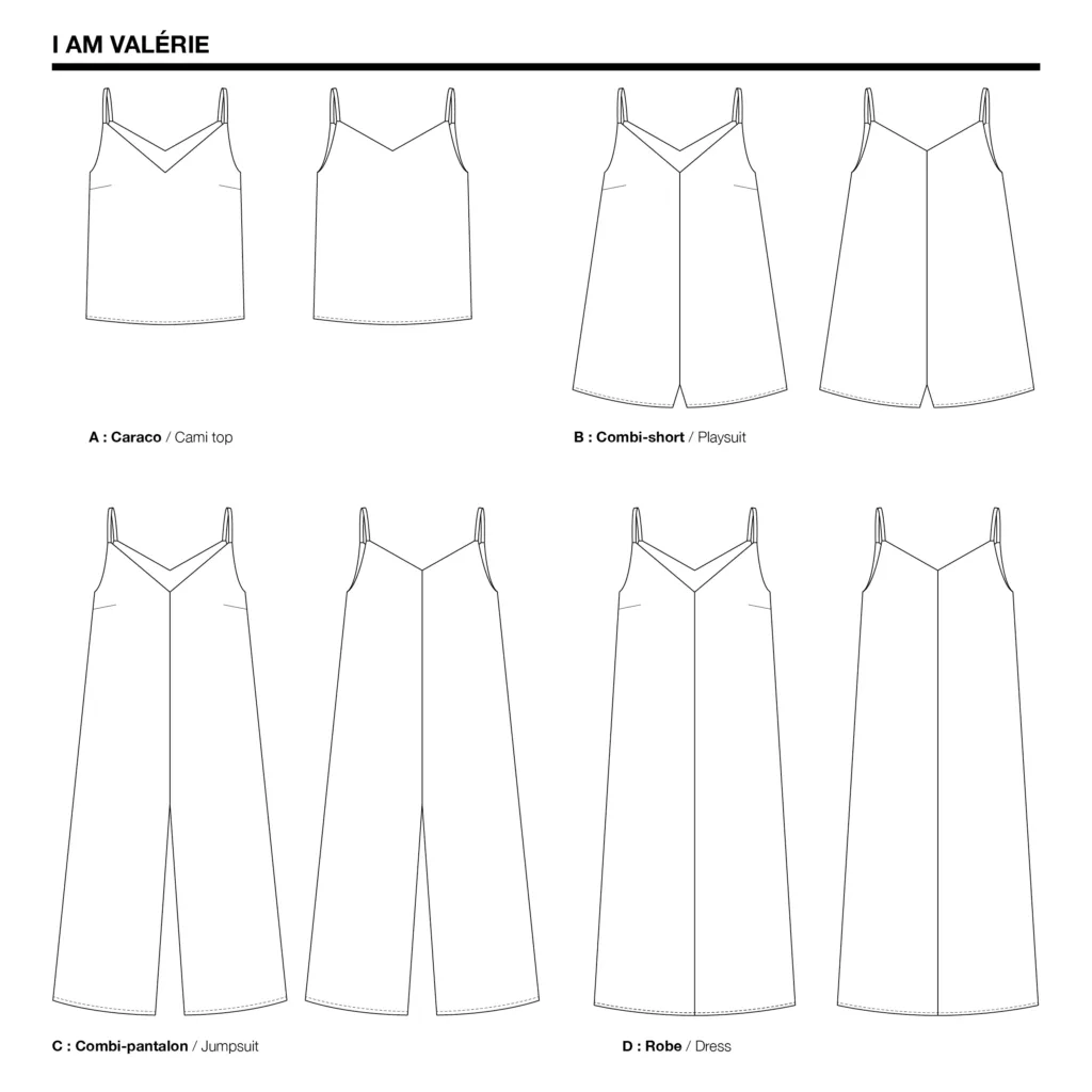 I Am Patterns, Valerie Jumpsuit, Camisole & Dress