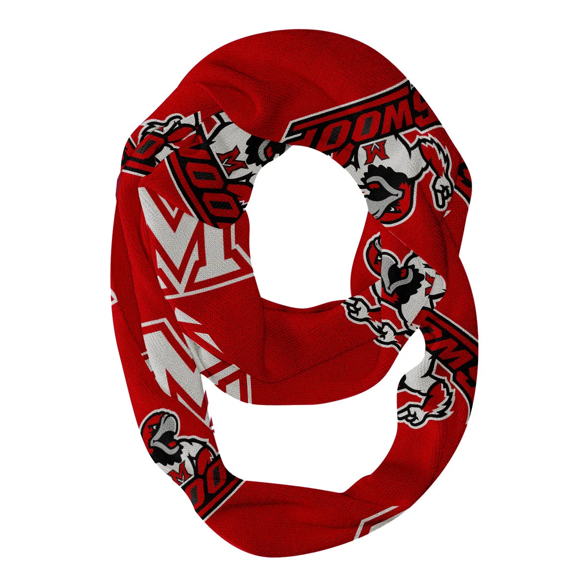 Miami Ohio RedHawks Repeat Logo Game Day Collegiate Women Light Weight Ultra Soft Infinity Scarf by Vive La Fete