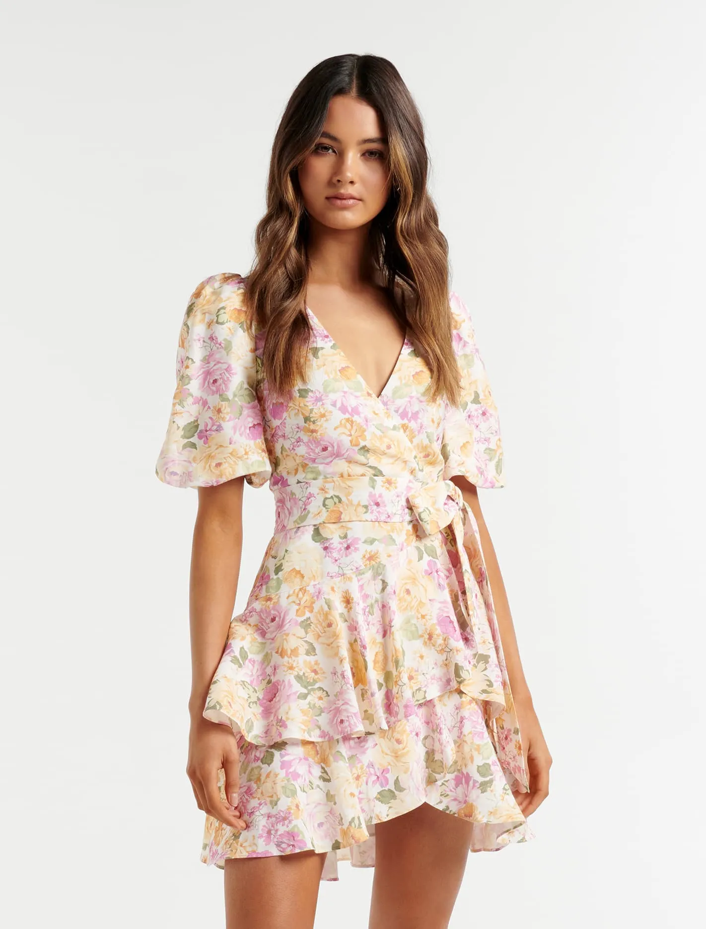 Monica Tiered Linen Mini Dress