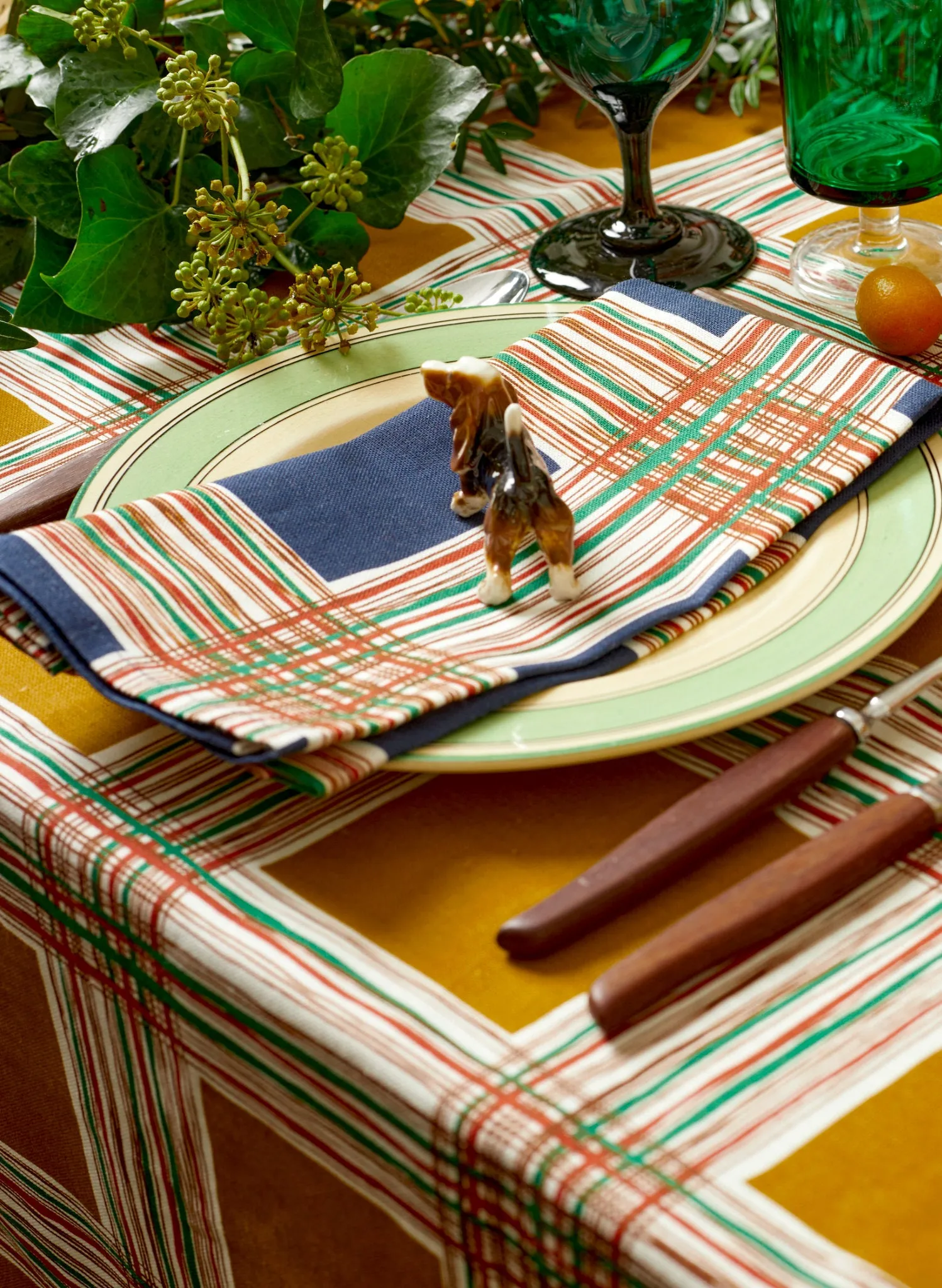 Napkin Set - Navy Checks