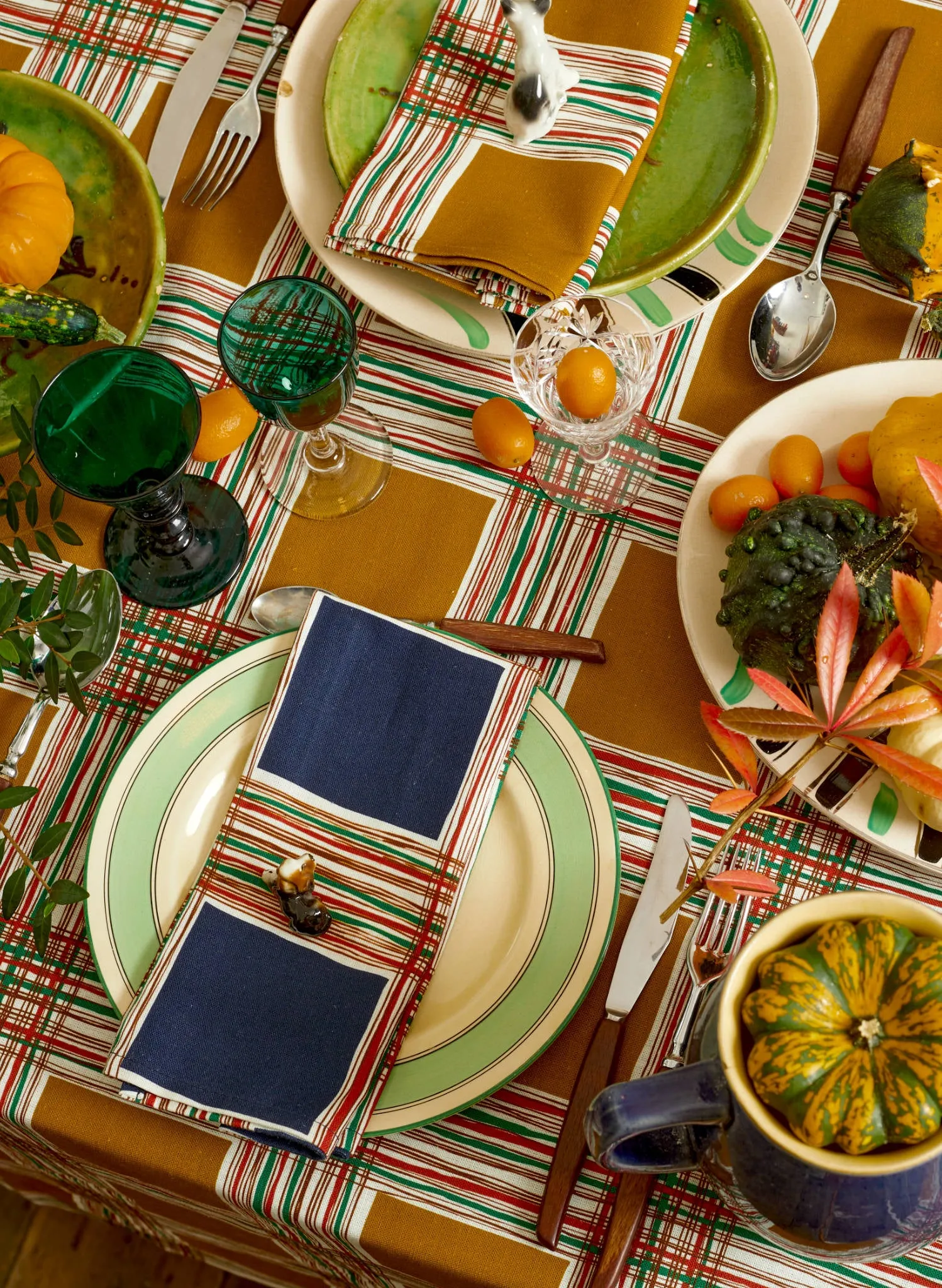 Napkin Set - Navy Checks