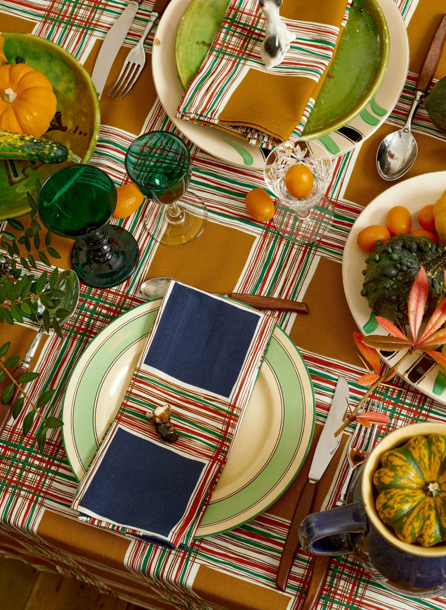 Napkin Set - Navy Checks