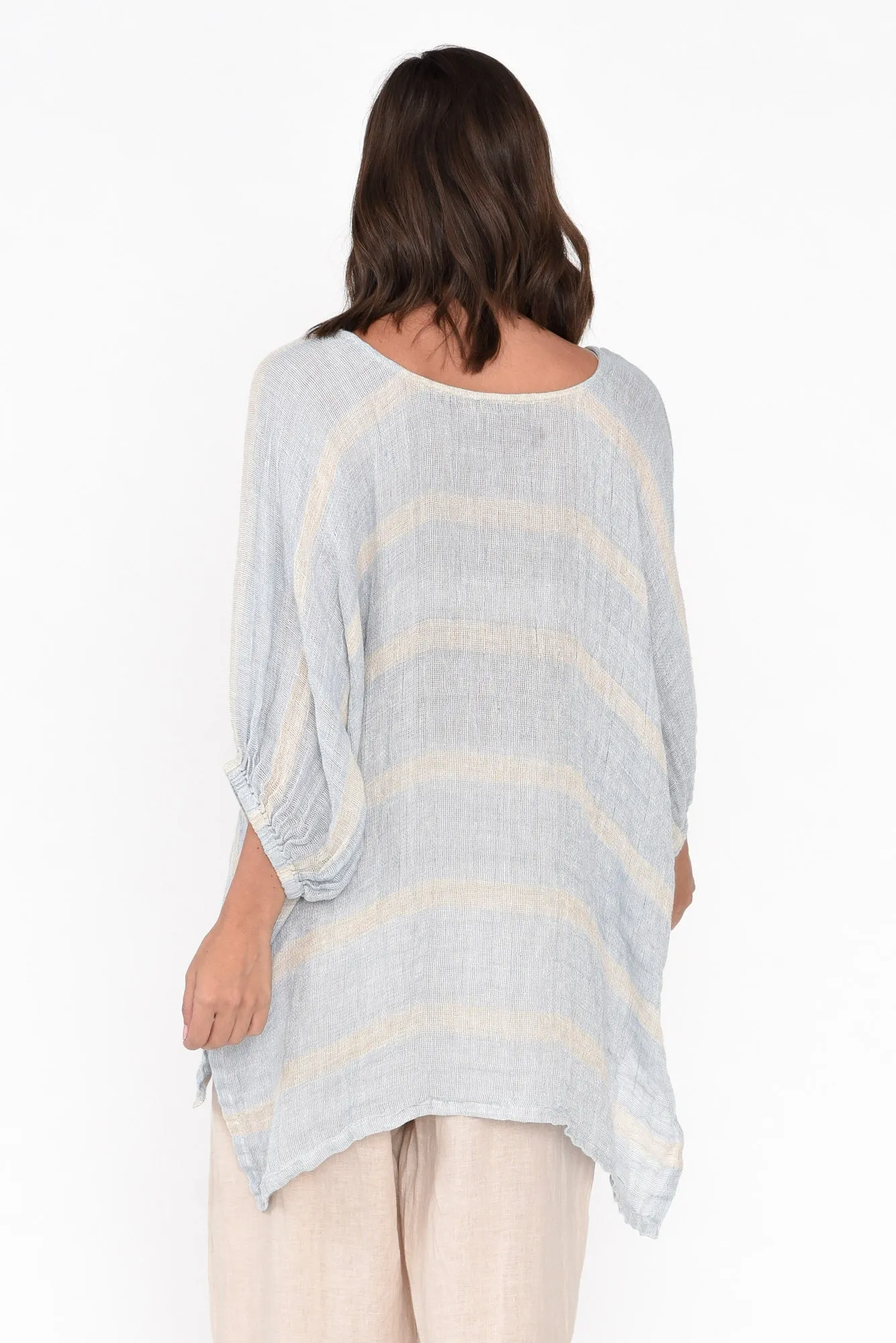 Nassau Blue Stripe Linen Top