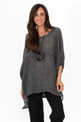Nassau Charcoal Linen Top