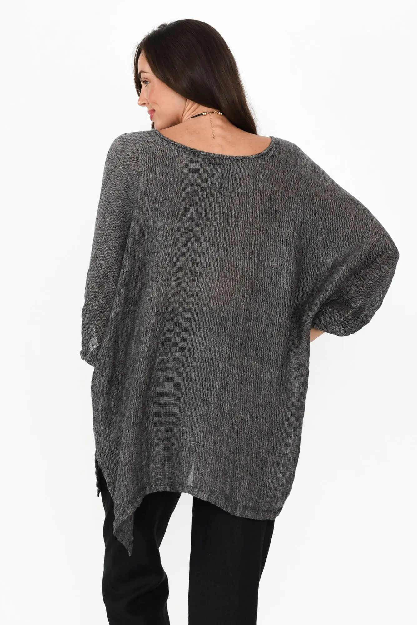 Nassau Charcoal Linen Top