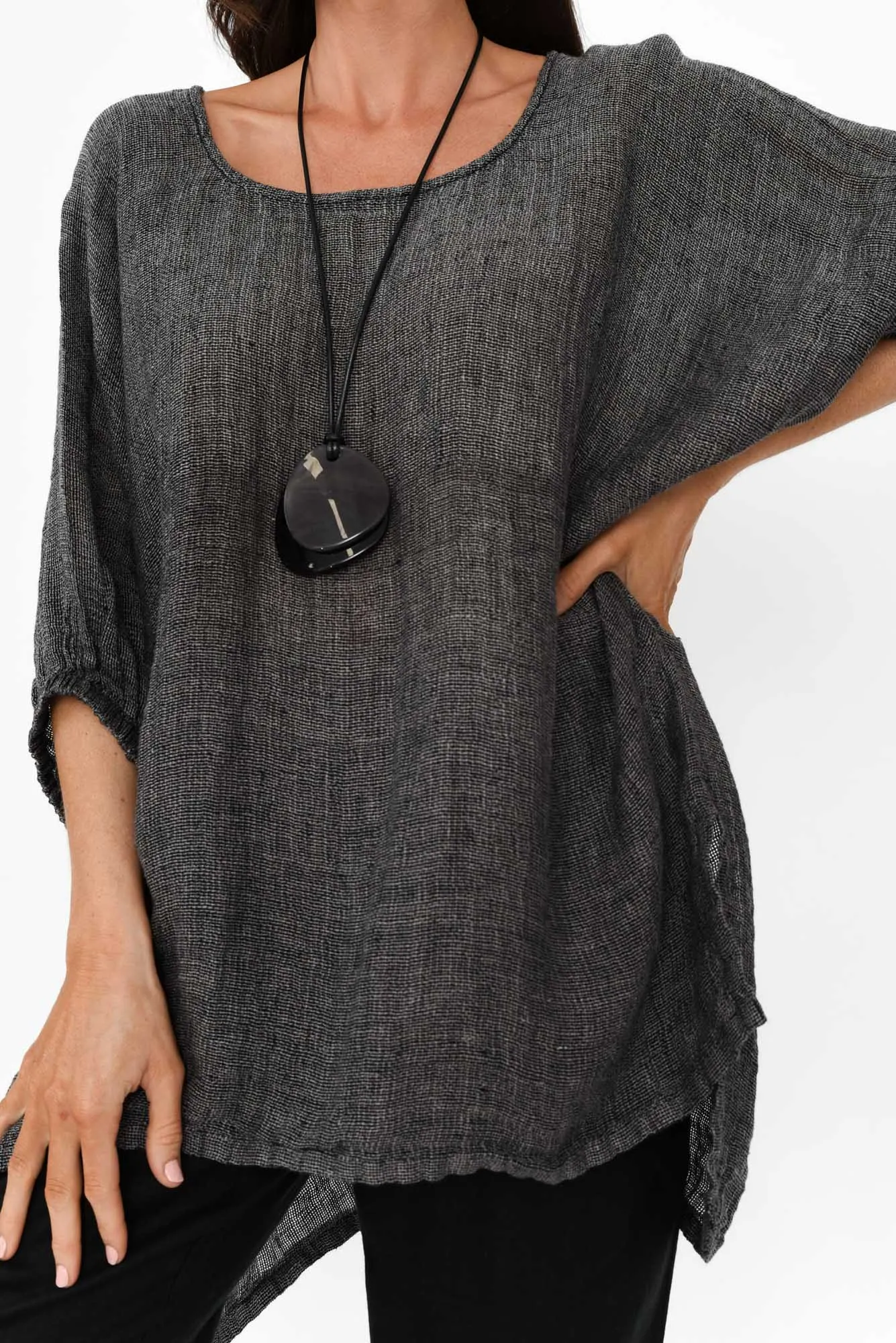 Nassau Charcoal Linen Top