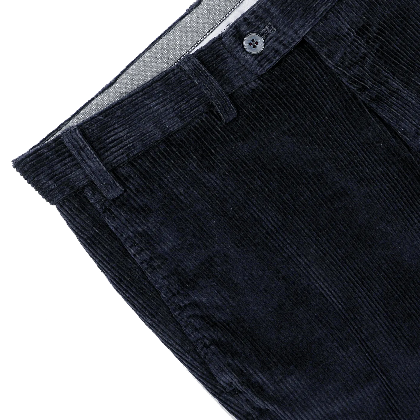 Navy Blue Cotton Corduroy Regular Fit Chinos
