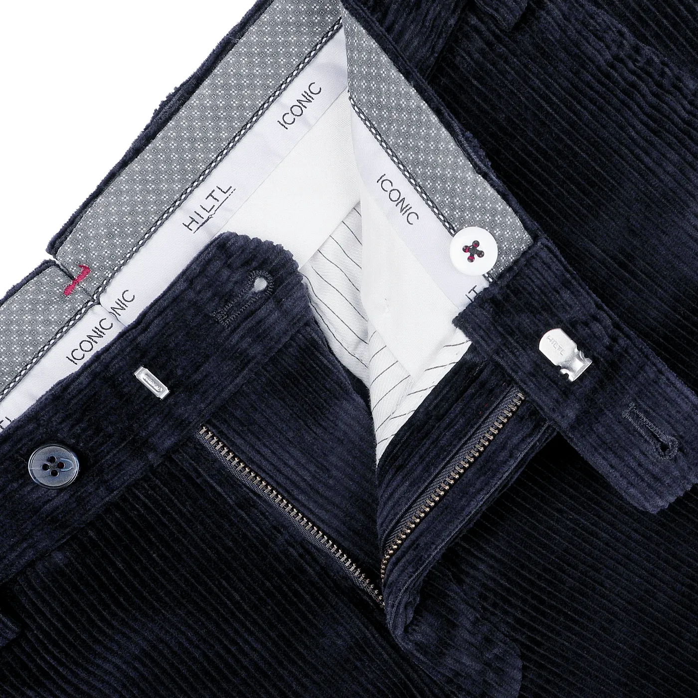 Navy Blue Cotton Corduroy Regular Fit Chinos