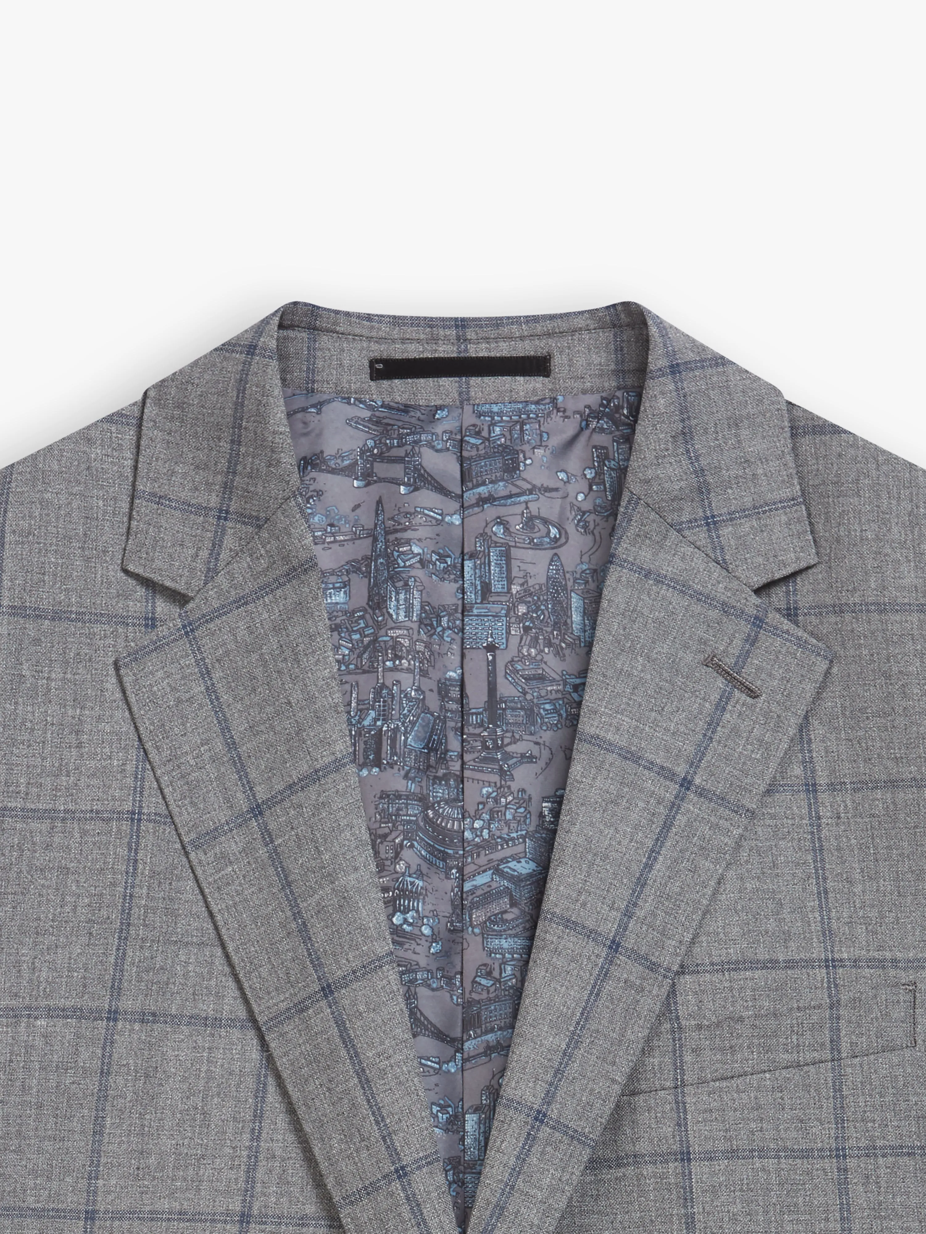 Niro Italian Luxury Slim Grey Windowpane Check Suit Jacket