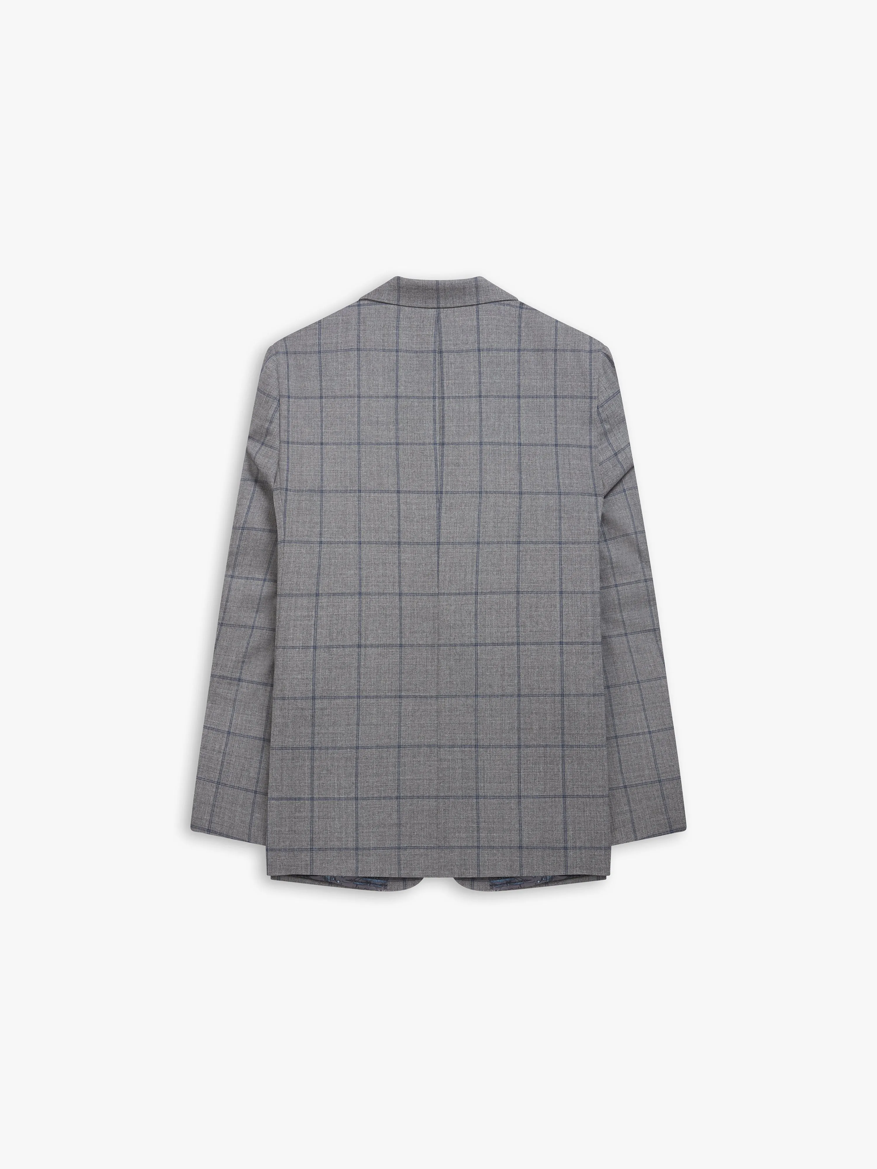 Niro Italian Luxury Slim Grey Windowpane Check Suit Jacket