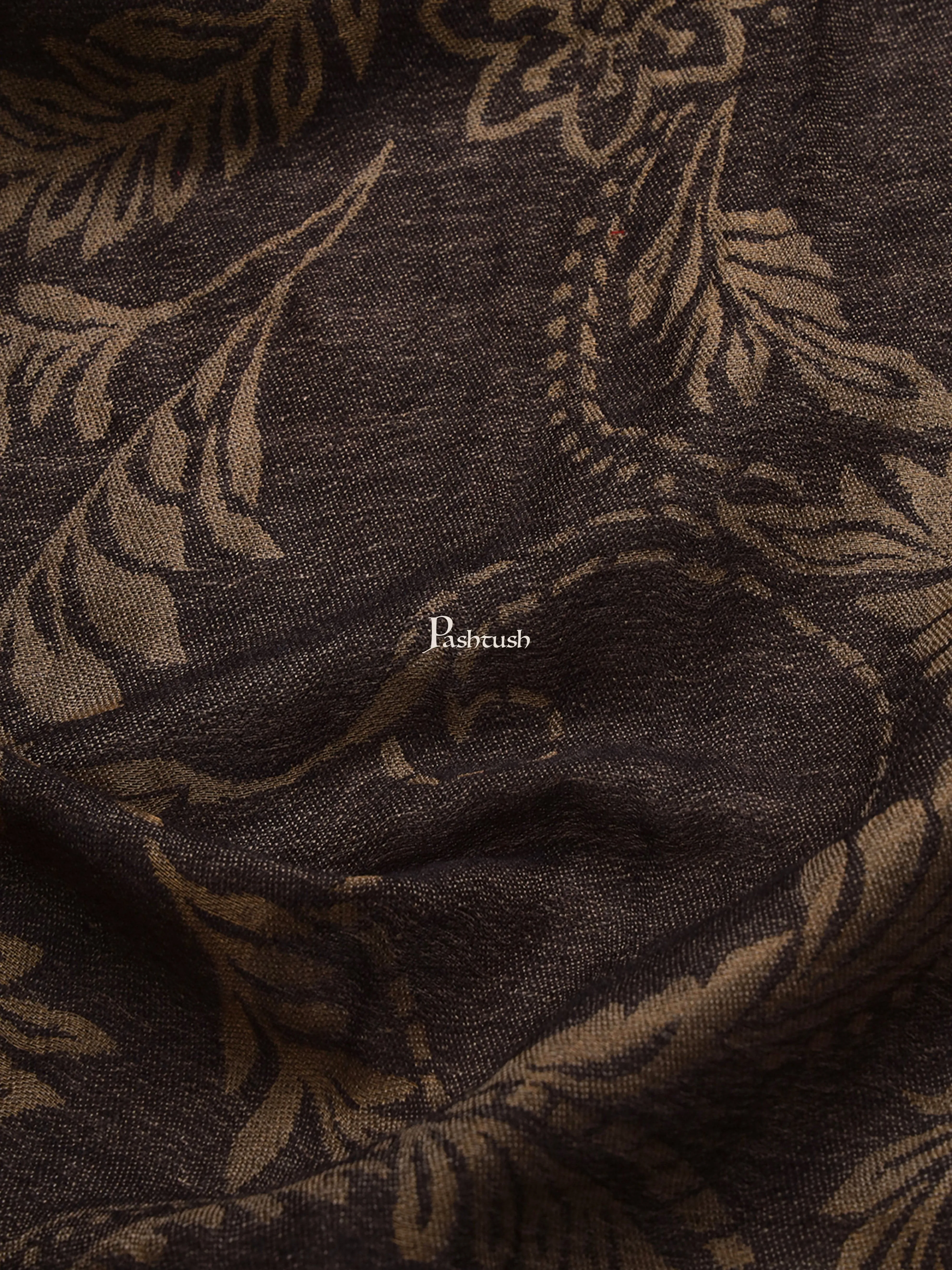 Pashtush Womens, Extra Fine Wool, Twilight Scarf, With Shimmery Metallic Zari Thread Weave Black