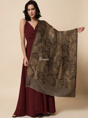 Pashtush Womens, Extra Fine Wool, Twilight Scarf, With Shimmery Metallic Zari Thread Weave Black