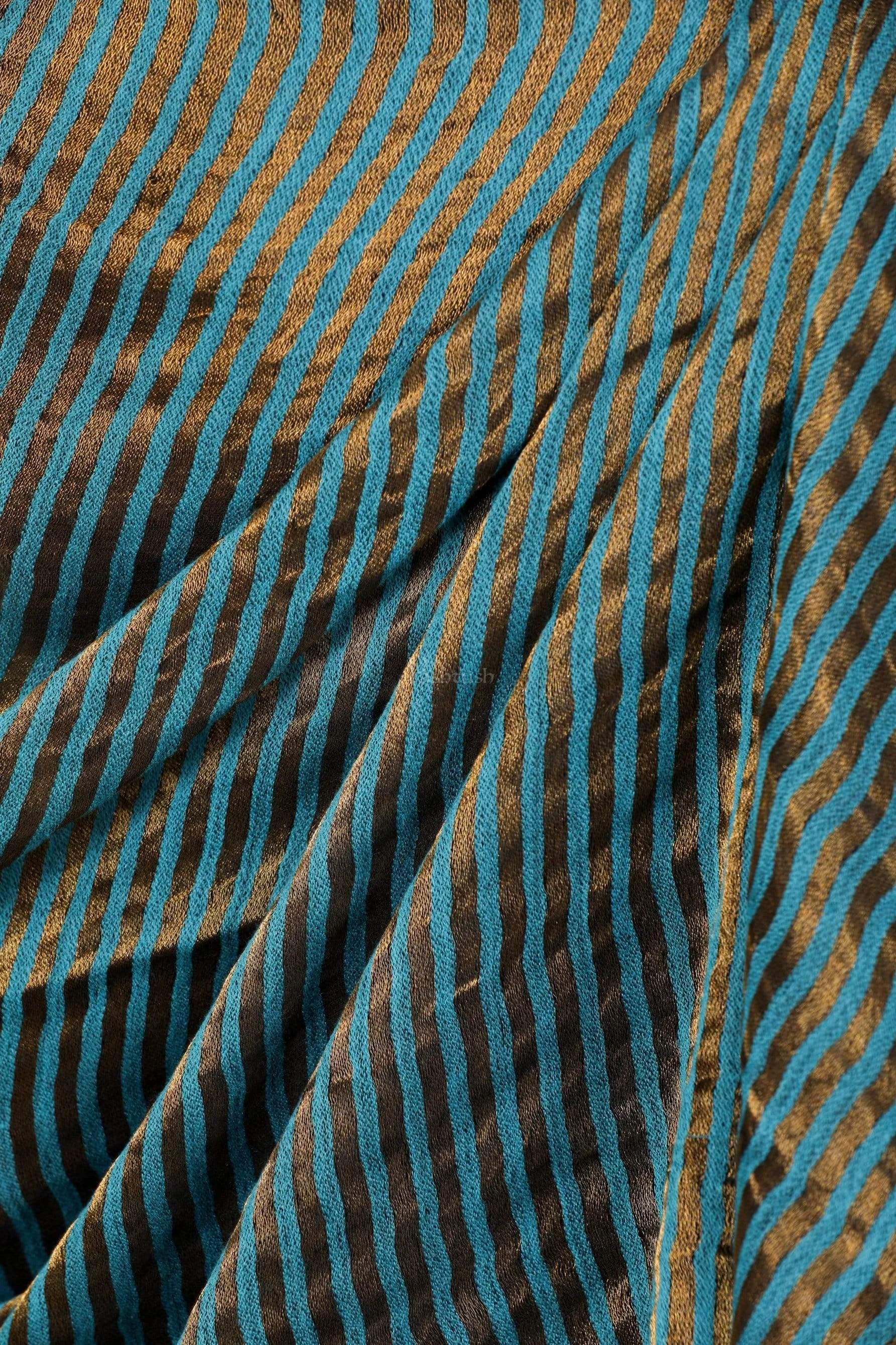 Pashtush Womens, Extra Fine Wool, Twilight Striped Scarf, With Shimmery Zari Thread Weave Blue