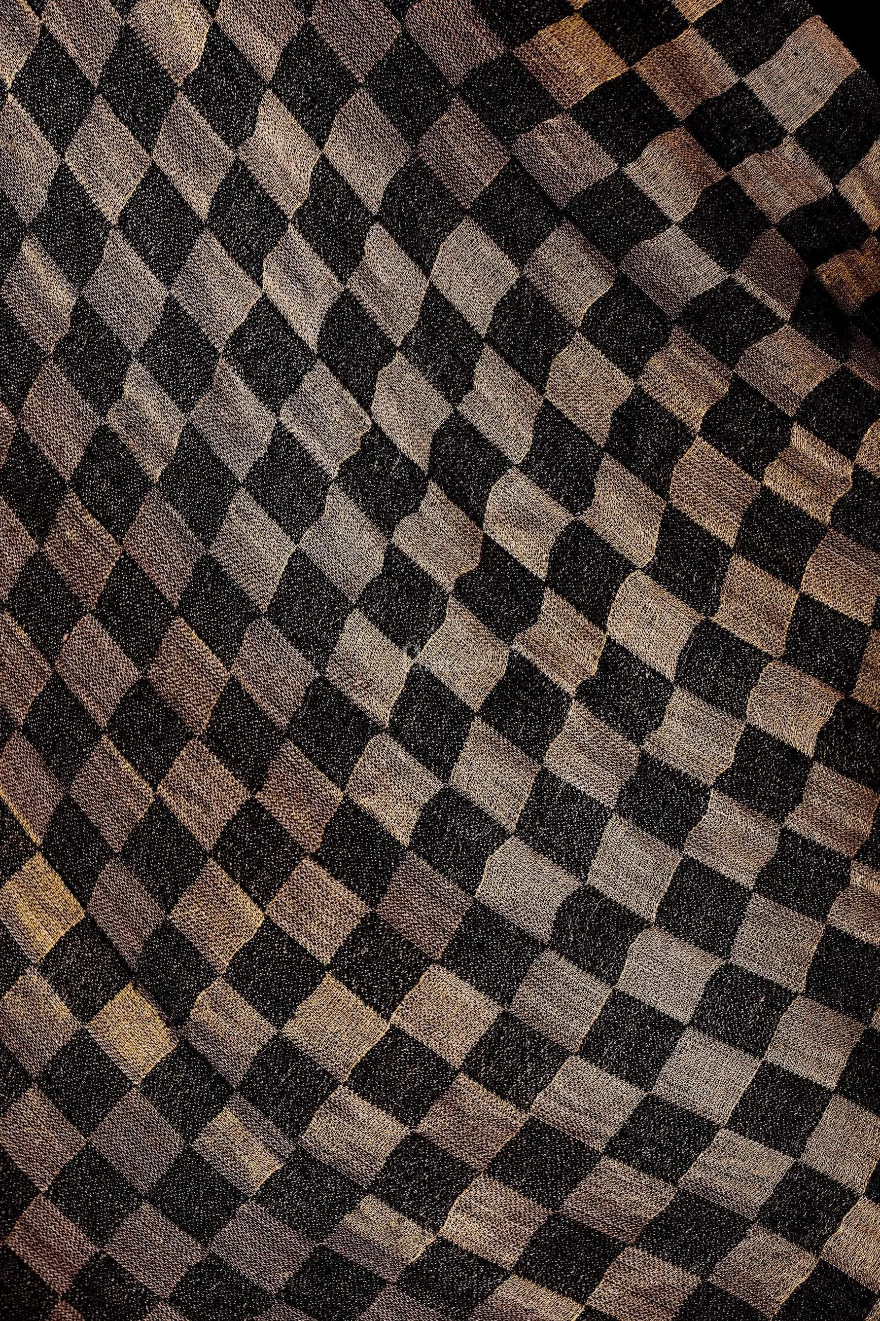 Pashtush Womens Twilight Checkered Scarf, With Shimmery Zari  Thread Weave, Black And Gold