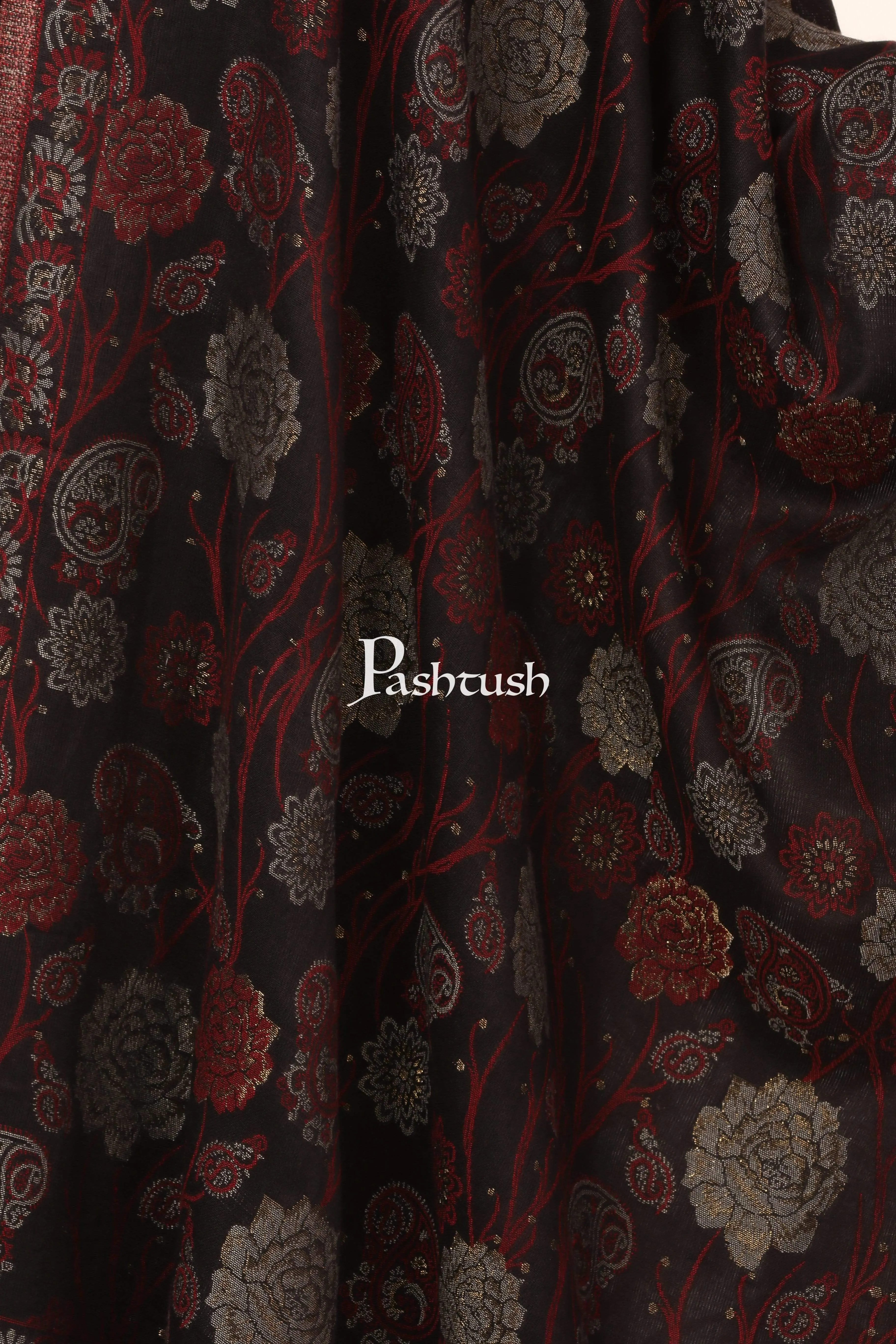 Pashtush Womens Twilight Roses Scarf, With Shimmery Zari Thread Weave