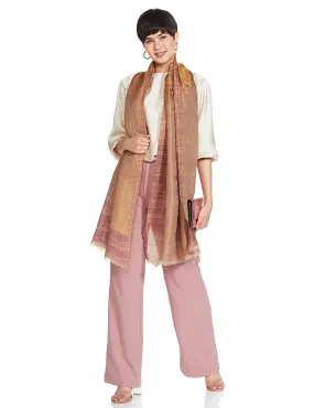 Pashtush Womens Twilight Striped Scarf, With Shimmery Zari Thread Weave, Reversible Pink