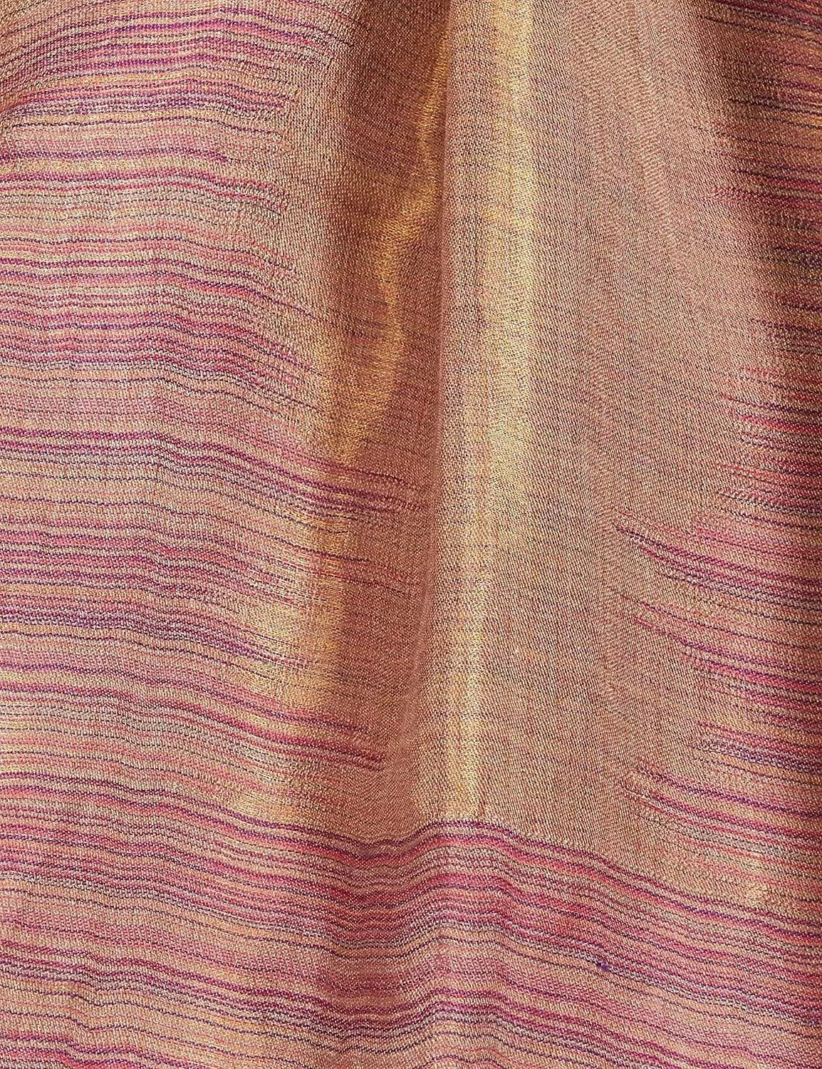 Pashtush Womens Twilight Striped Scarf, With Shimmery Zari Thread Weave, Reversible Pink