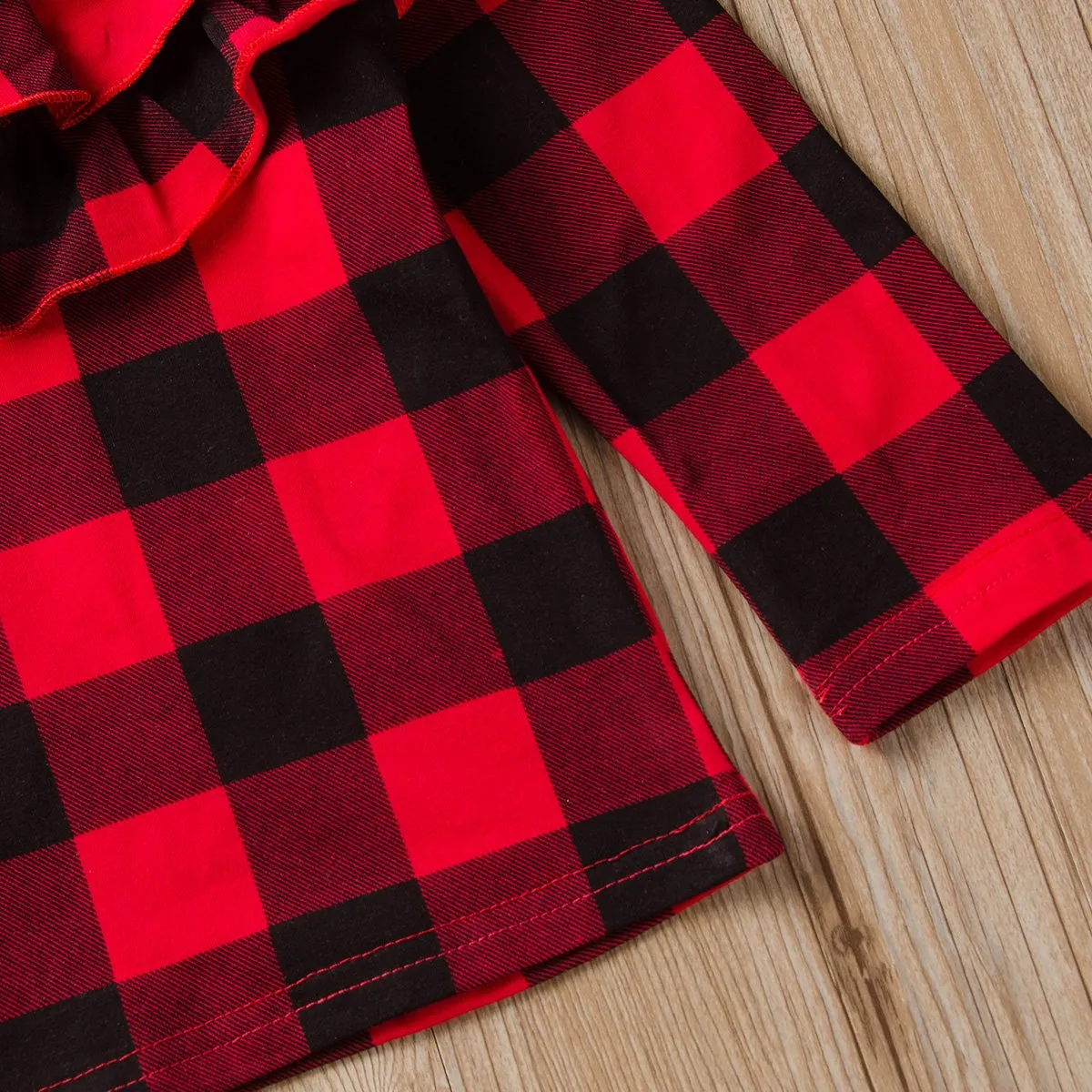 Pleated Collar Plaid Long Sleeve Tops & Leather Skirt