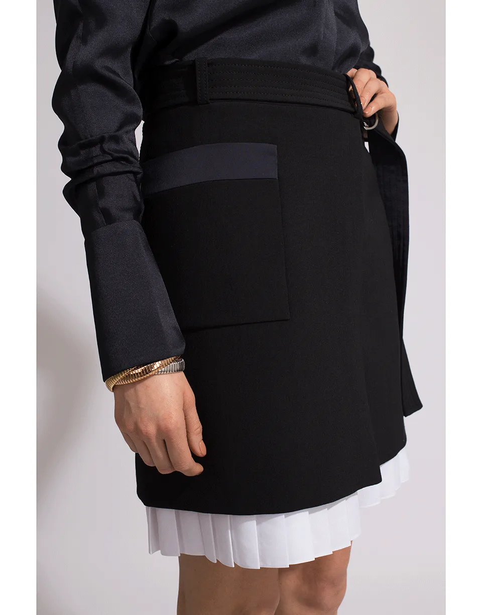 Pleated Front Wrap Skirt