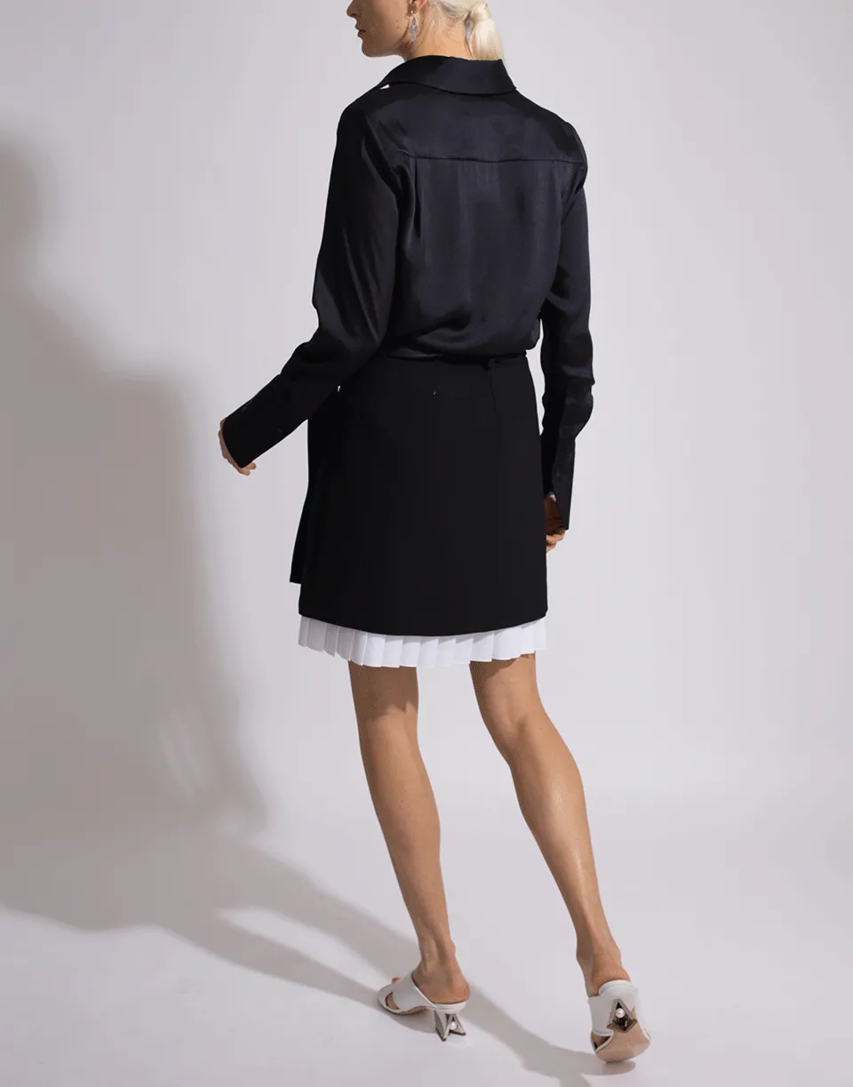 Pleated Front Wrap Skirt