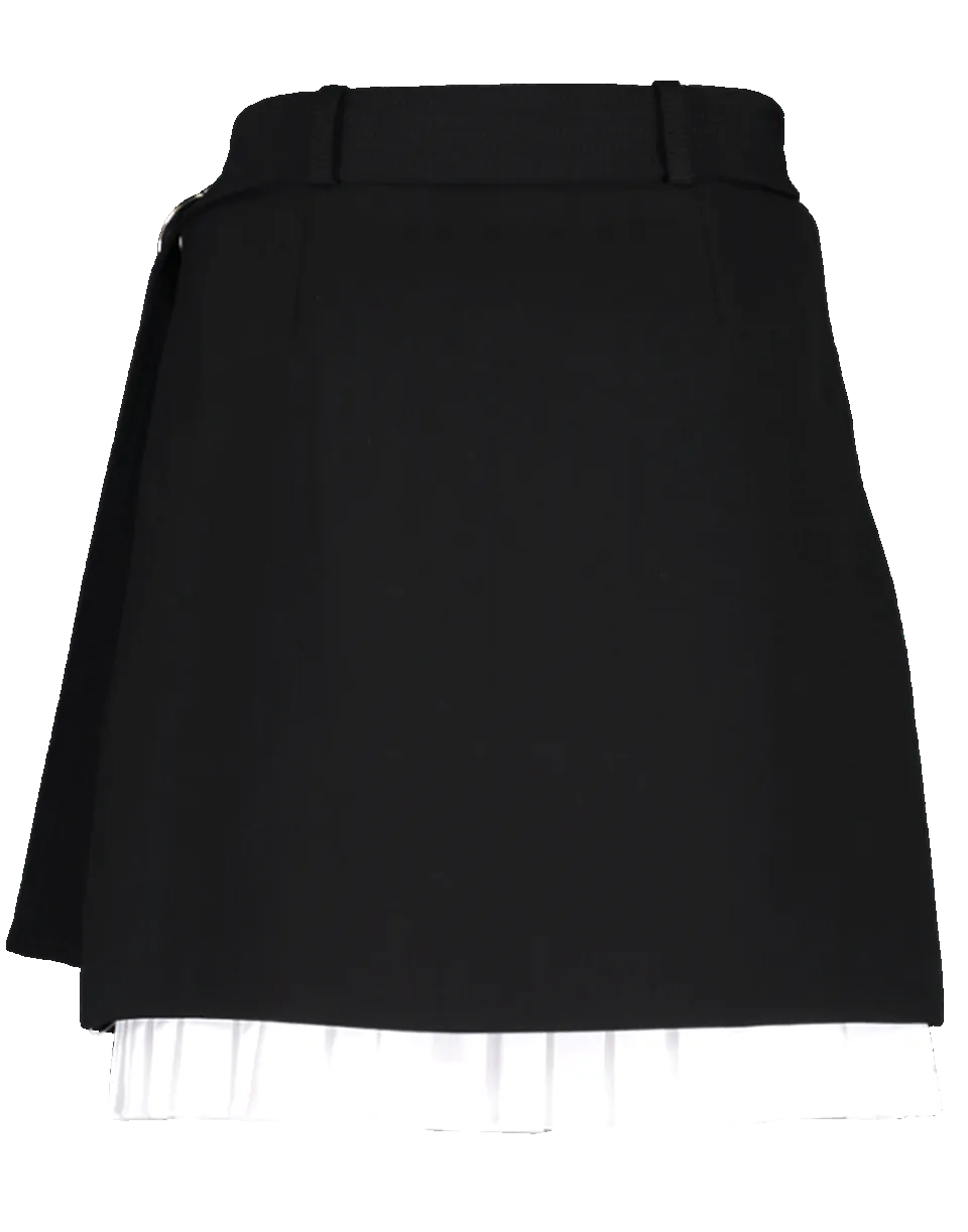 Pleated Front Wrap Skirt