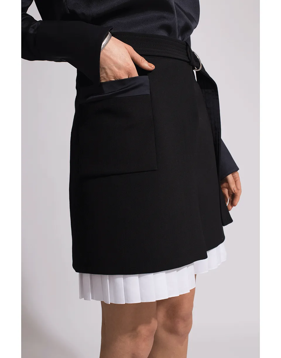 Pleated Front Wrap Skirt