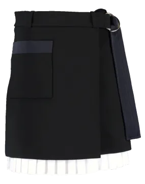 Pleated Front Wrap Skirt