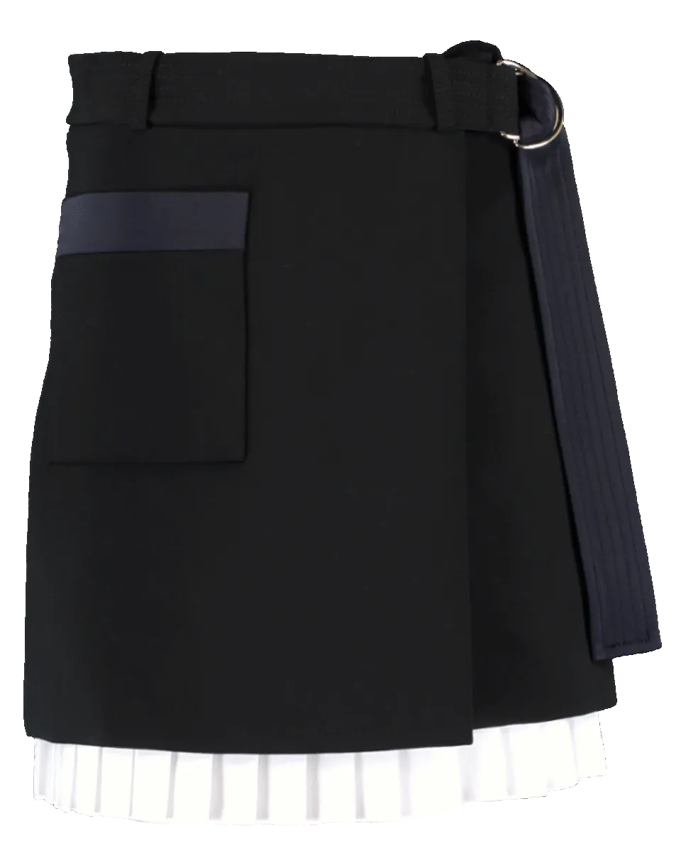 Pleated Front Wrap Skirt