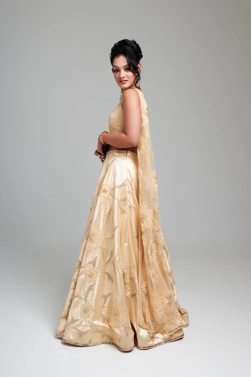 Queen Of The Golden Bouquet Lehenga Set