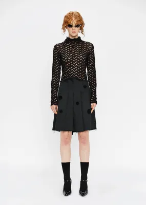 "Daisy" Pleated Mini Skirt - Hemp Drill (Black)