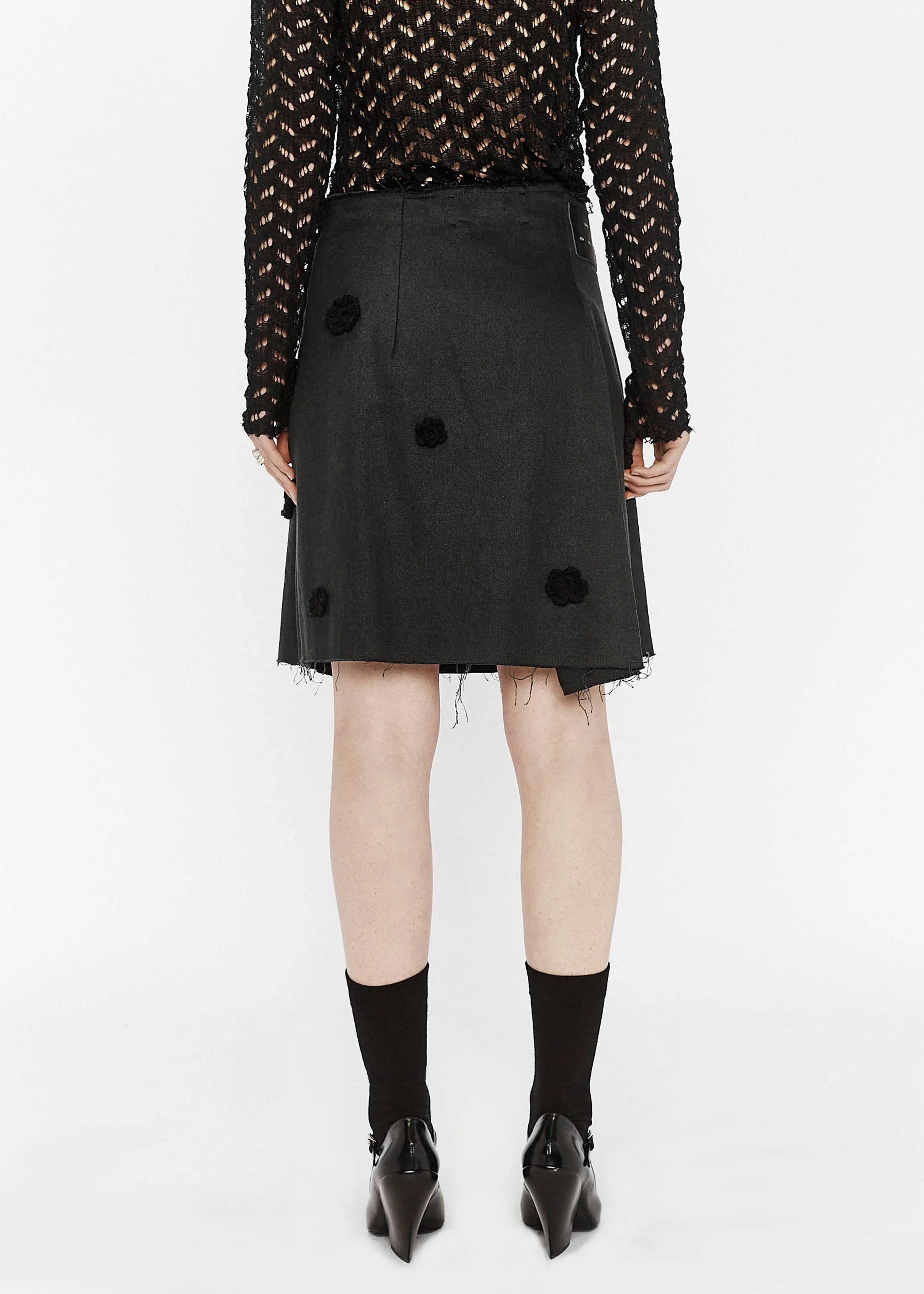 "Daisy" Pleated Mini Skirt - Hemp Drill (Black)