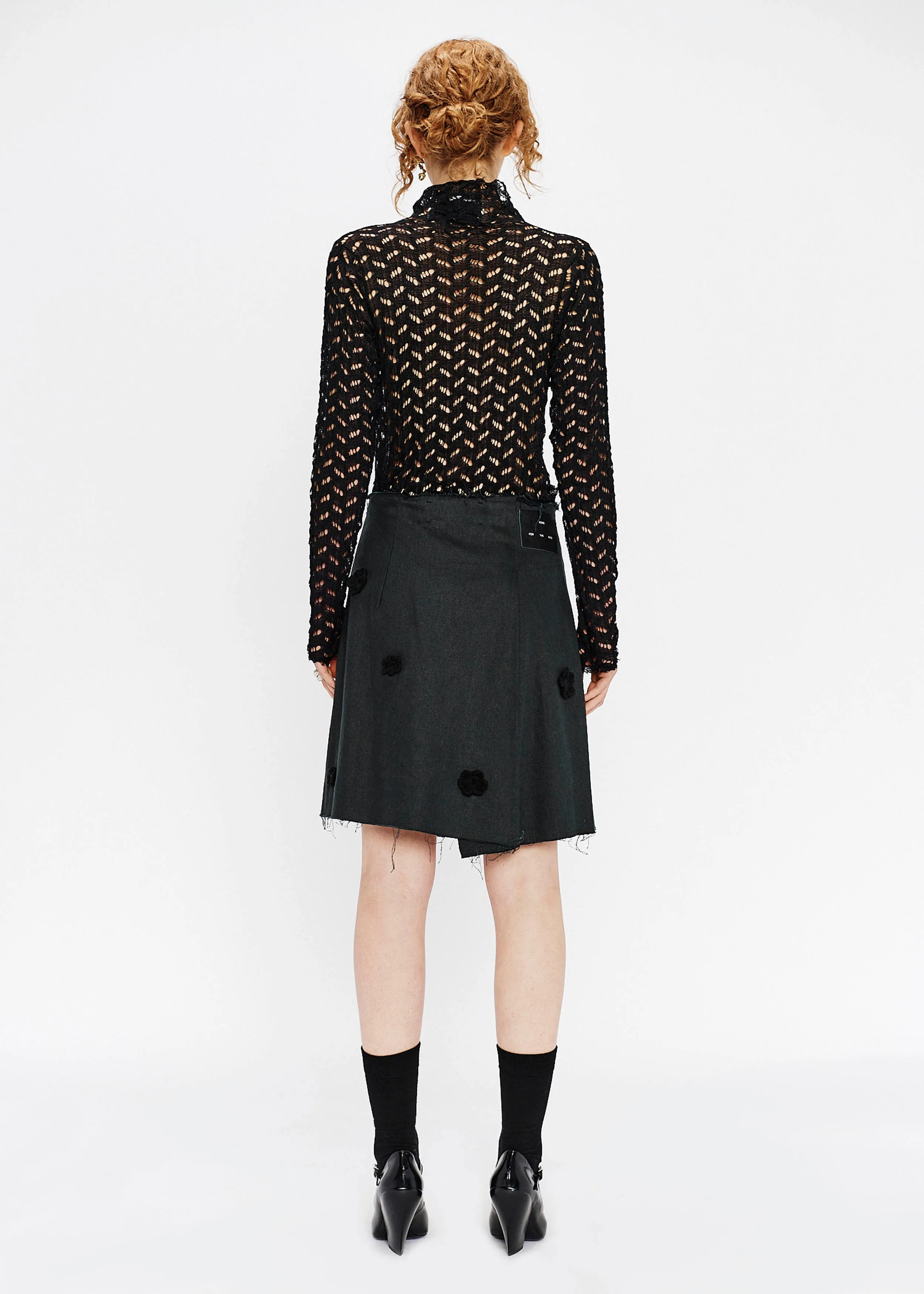 "Daisy" Pleated Mini Skirt - Hemp Drill (Black)