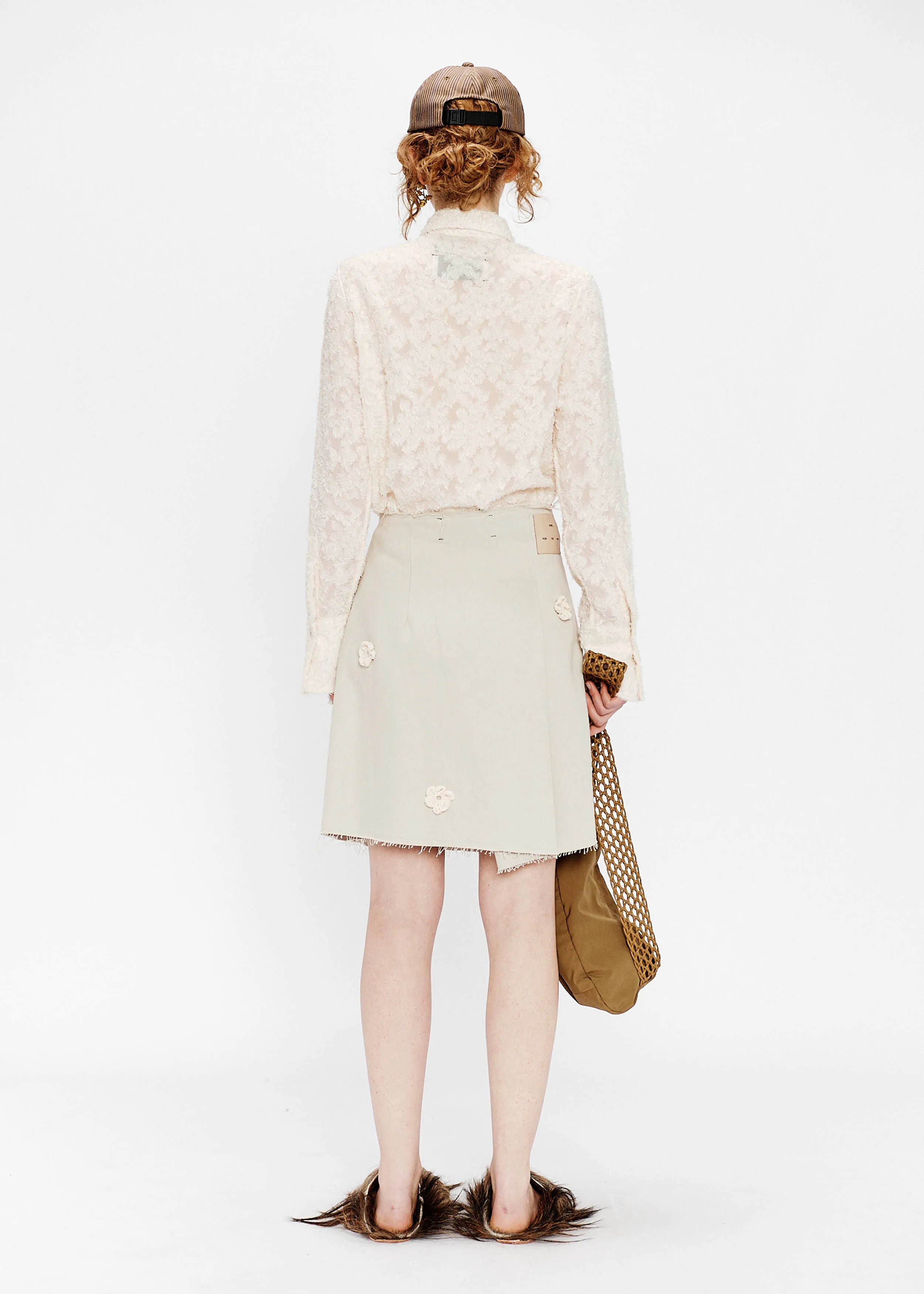 "Daisy" Pleated Mini Skirt - Hemp Drill (Bone)