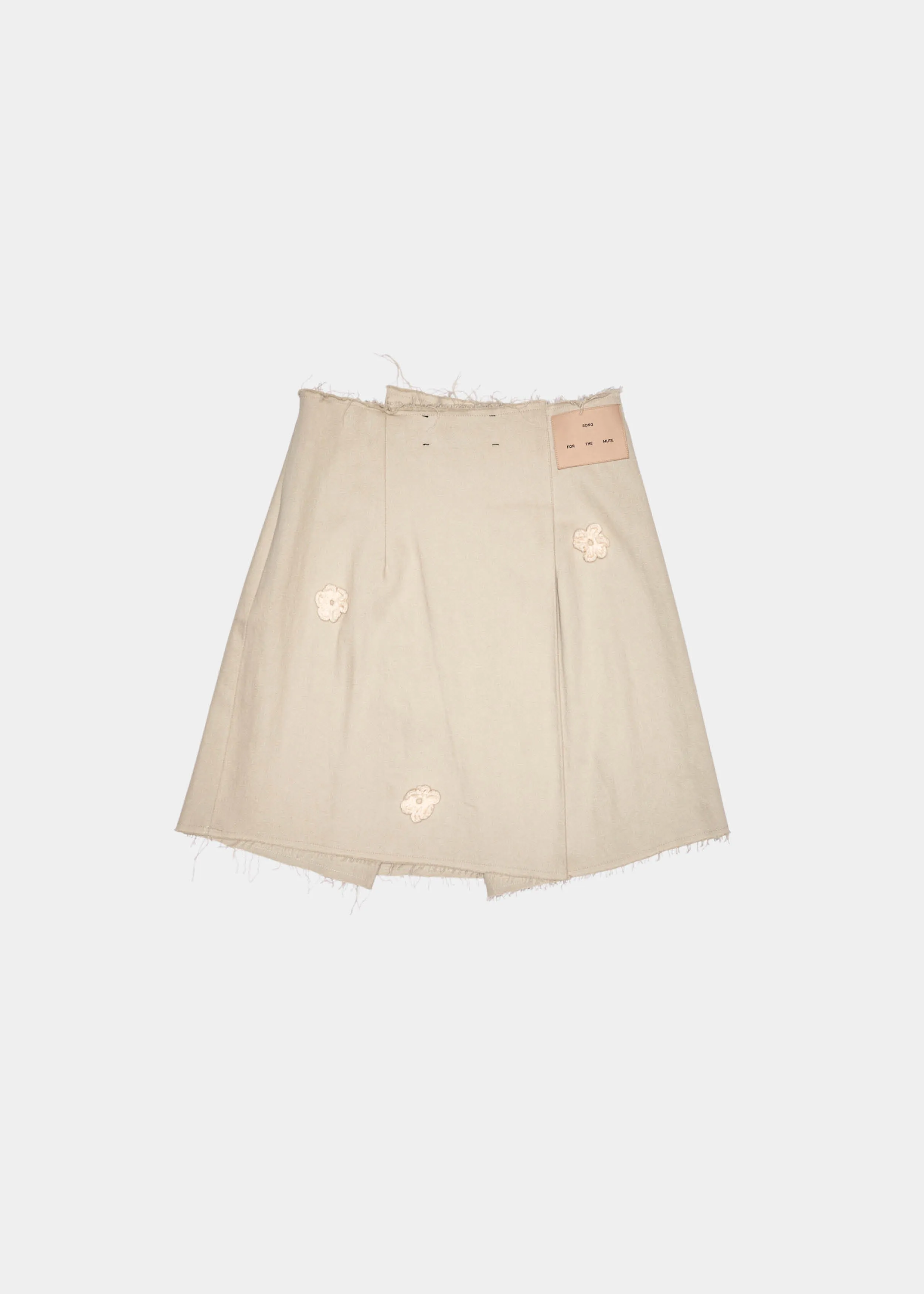 "Daisy" Pleated Mini Skirt - Hemp Drill (Bone)