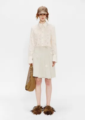 "Daisy" Pleated Mini Skirt - Hemp Drill (Bone)
