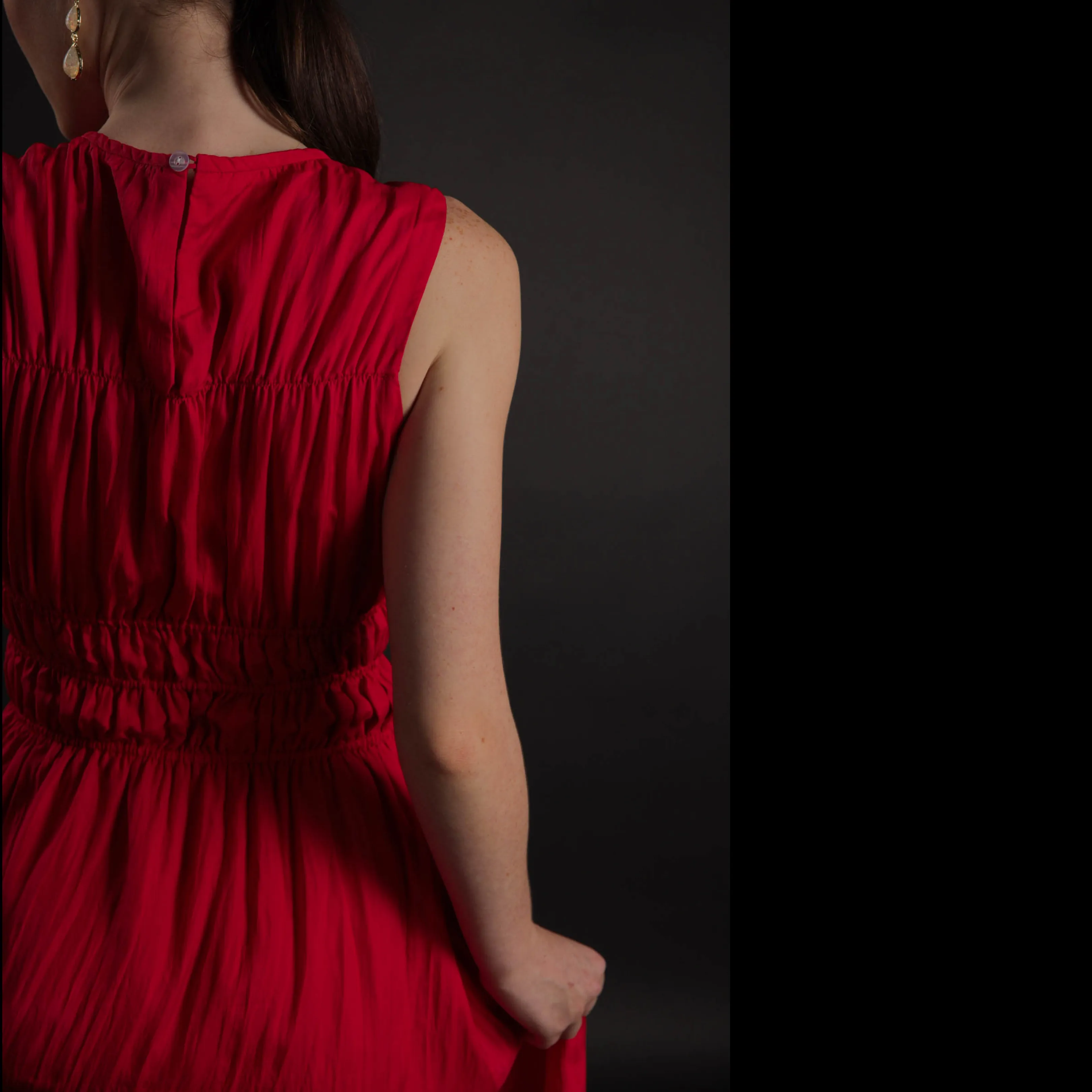 Relaxed Short Silk Dress - Red Midi Dress