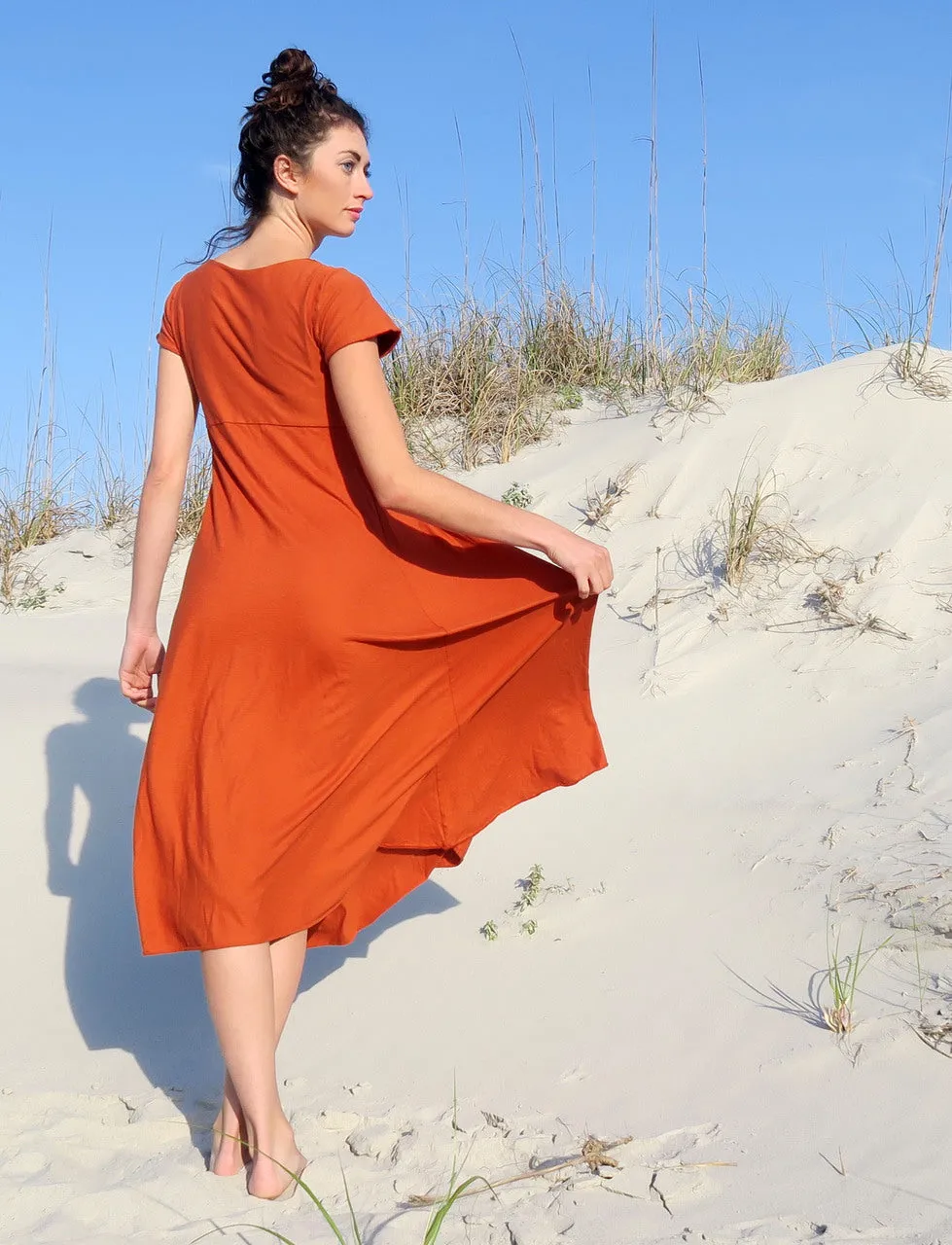 Slip Eclipse Faux Wrap Below Knee Dress