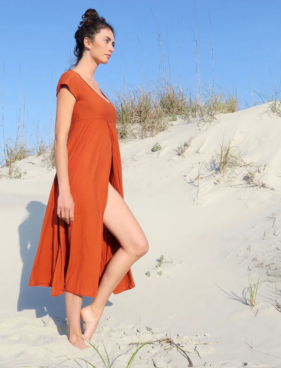 Slip Eclipse Faux Wrap Below Knee Dress