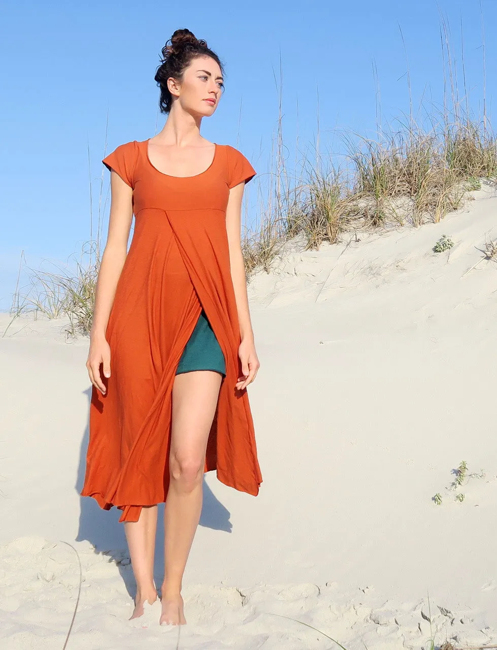 Slip Eclipse Faux Wrap Below Knee Dress