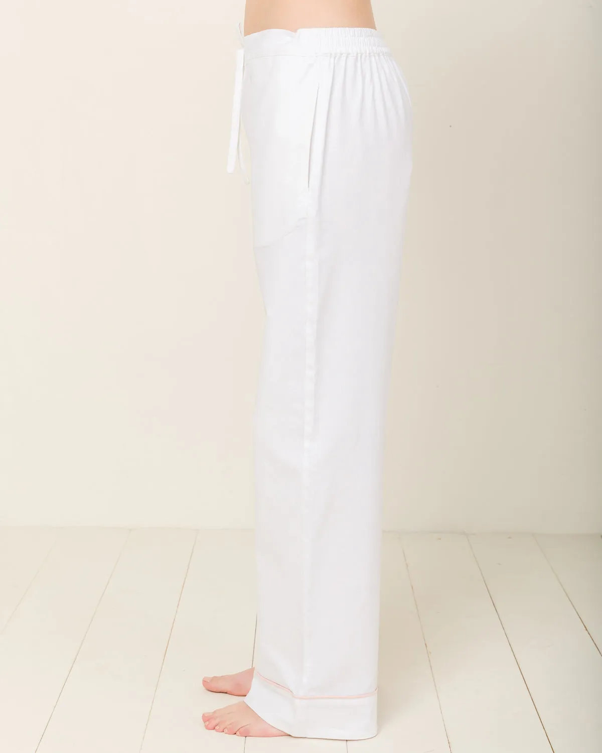 Sophia Linen-Mix Pyjama in Moonlight White - Bottom