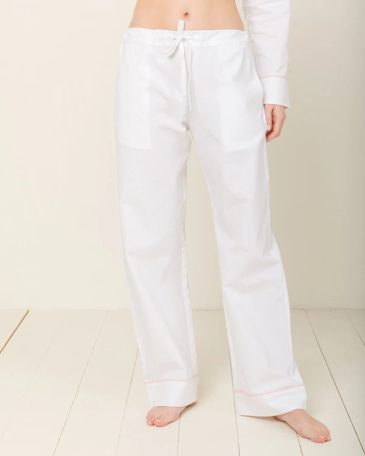 Sophia Linen-Mix Pyjama in Moonlight White - Bottom