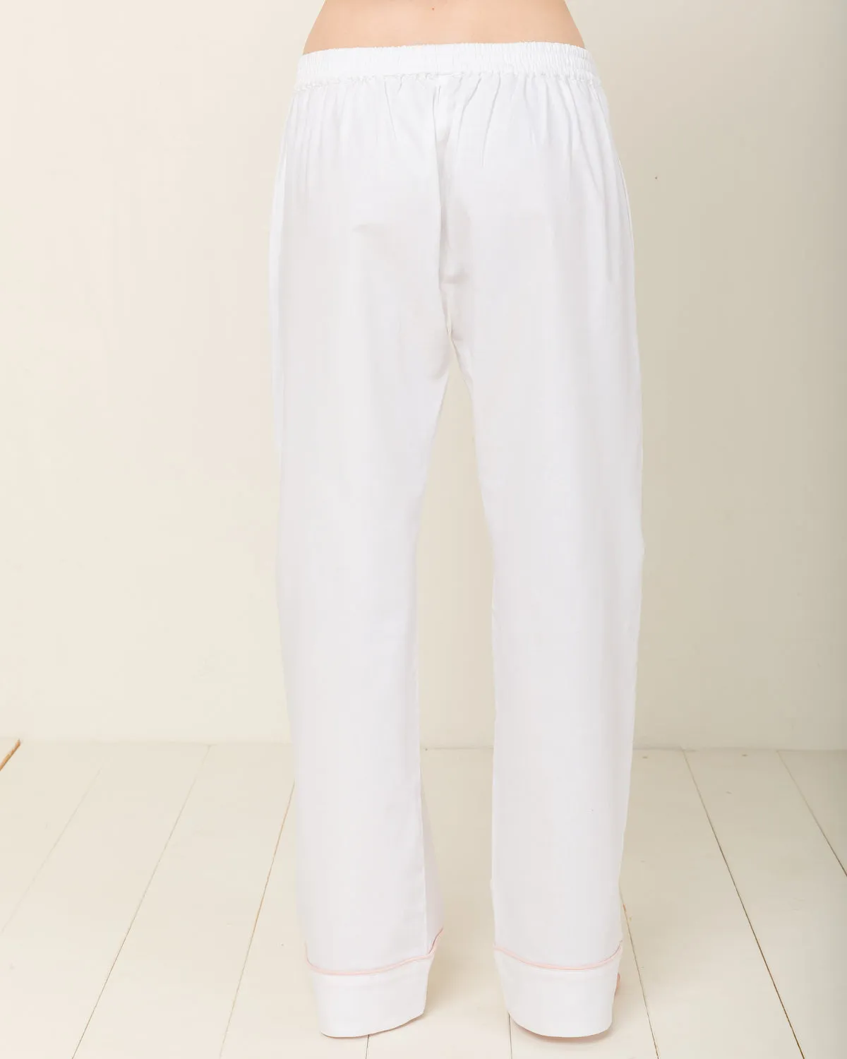Sophia Linen-Mix Pyjama in Moonlight White - Bottom