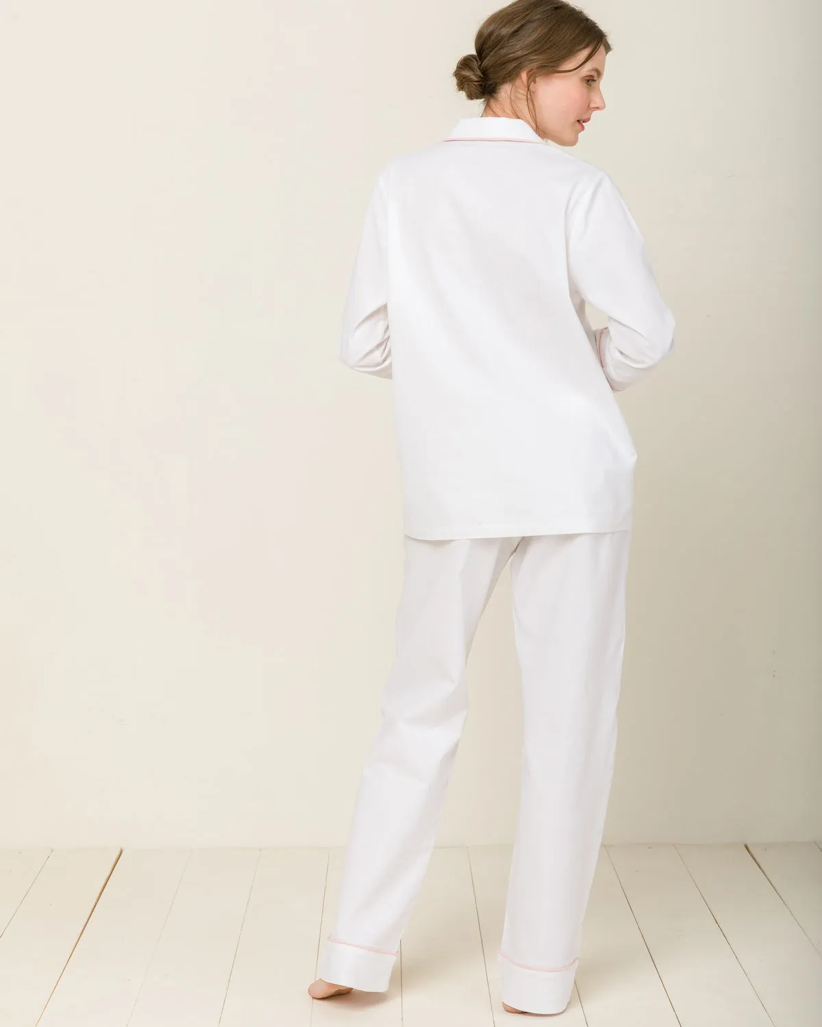 Sophia Linen-Mix Pyjama in Moonlight White - Bottom